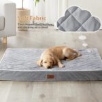 WNPETHOME Orthopedic Waterproof Extra Large Senior Dogs Bed for Comfy Sleep | XL Washable Ped Bed with Removable Cover, Multi-Needle Quilting XL Crate Bed for Large Sized Dog Relax, Light Grey 42x30 Inch - Image 3