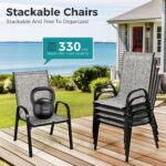 Pamapic Outdoor Dining Sets for 6, Rectangular Steel Slat Table with 6 Textilene Chairs, 7 Piece Patio Table and Chairs Set with Umbrella Hole for Patio, Backyard, Poolside (Grey, No Umbrella) - Image 10