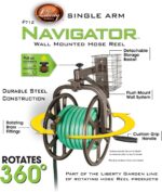 Liberty GARDEN 712 Single Arm Navigator Multi-Directional Garden Hose Reel, Holds 125-Feet of, 5/8-Inch, Bronze - Image 3