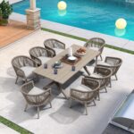 PURPLE LEAF Patio Dining Set for 8 with Cushions Champagne with Cover | Aluminum Frame Rust-Proof Solid Welds, No Wobble Stable Dining, Matching Cover Protect Year-Round - Image 3