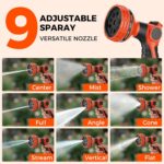 Upgraded Retractable Garden Hose Reel 5/8 inch x 100 ft 9 Pattern Nozzle Wall-Mounted Any Length Lock Automatic Slow Return 180° Swivel UV Resistant Heavy Duty Hose Reels for Outside - Image 4