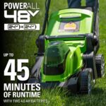 Greenworks 48V (2 x 24V) 17" Brushless Cordless Lawn Mower + 24V Drill / Driver, (2) 4.0Ah USB Batteries (USB Hub) and Dual Port Rapid Charger Included - Image 5