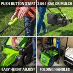 Greenworks 48V (2 x 24V) 17" Brushless Cordless Lawn Mower + 24V Drill / Driver, (2) 4.0Ah USB Batteries (USB Hub) and Dual Port Rapid Charger Included - Image 6