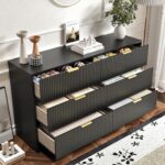 3-Piece Modern Bedroom Furniture Set, Black丨6-Drawer Dresser & 1-Drawer Nightstands Set of 2, Natural Wooden Dresser and Nightstand Sets for Bedroom, Hallway - Image 8