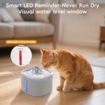 Cat Water Fountain,2.5L/84oz Pet Water Fountain for Cats Inside, Cat Fountain for Drinking with Ultra Quiet Pump(≤20dB)& LED Blue Light - for Pets S - Image 5
