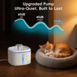 Cat Water Fountain,2.5L/84oz Pet Water Fountain for Cats Inside, Cat Fountain for Drinking with Ultra Quiet Pump(≤20dB)& LED Blue Light - for Pets S - Image 7
