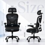 Home Office Desk Chairs, Ergonomic Office Chair with Lumbar Support & 3D Headrest, Computer Desk Chair with Flip-up Armrests, Perfect for Office or Study, Black/Silver - Image 3