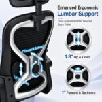 Home Office Desk Chairs, Ergonomic Office Chair with Lumbar Support & 3D Headrest, Computer Desk Chair with Flip-up Armrests, Perfect for Office or Study, Black/Silver - Image 6