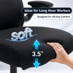 Home Office Desk Chairs, Ergonomic Office Chair with Lumbar Support & 3D Headrest, Computer Desk Chair with Flip-up Armrests, Perfect for Office or Study, Black/Silver - Image 7