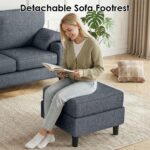 80'' L-Shaped Sectional Sofa with Reversible Storage Ottoman, 3-Seater Teddy Fabric Couch with USB Charger and Cup Holders for Small Space(Dark Grey) - Image 5