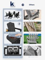Folding Adirondack Chair, All-Weather HDPE Material, Black, 8 Pack | Wooden Textured Lawn Chair Patio Chairs for Poolside, Backyard, Deck, Fire Pit - Image 10
