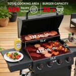 Feasto 4-Burner Gas Grill with Side Tables, 36,000 BTU, 559 Sq. In., Black | Outdoor Propane BBQ Grill with Premium Enameled Coated Chamber Body & Porcelain-Enameled Grates for Deck Party & Patio BBQ - Image 4