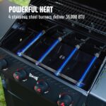 Feasto 4-Burner Gas Grill with Side Tables, 36,000 BTU, 559 Sq. In., Black | Outdoor Propane BBQ Grill with Premium Enameled Coated Chamber Body & Porcelain-Enameled Grates for Deck Party & Patio BBQ - Image 5