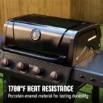 Feasto 4-Burner Gas Grill with Side Tables, 36,000 BTU, 559 Sq. In., Black | Outdoor Propane BBQ Grill with Premium Enameled Coated Chamber Body & Porcelain-Enameled Grates for Deck Party & Patio BBQ - Image 7