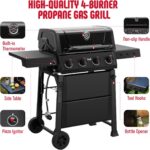 Feasto 4-Burner Gas Grill with Side Tables, 36,000 BTU, 559 Sq. In., Black | Outdoor Propane BBQ Grill with Premium Enameled Coated Chamber Body & Porcelain-Enameled Grates for Deck Party & Patio BBQ - Image 8
