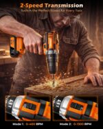 21V Cordless Drill Set with Case | Easy to Control & Lightweight | 2 Batteries | 3/8" Keyless Chuck | For Home Repair & Furniture Assembly - Image 9