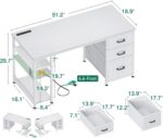 AODK 51 Inch White Computer Desk with Drawers & USB Power Outlets | Reversible Home Office Desk with Storage Shelves, Work from Home, Modern Work/Writing/Study Table for Bedroom, White - Image 4