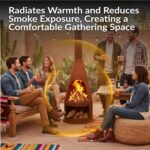Sunnydaze 70" Extra Large Chiminea Outdoor Fireplace with Built-in Log Rack | Rustic Patina, Steel, Wood Burning Metal Firepit with Chimney, Outdoor Chiminea Fire Pit for Outside Patio, Deck, or Backyard - Image 3