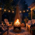 Sunnydaze 70" Extra Large Chiminea Outdoor Fireplace with Built-in Log Rack | Rustic Patina, Steel, Wood Burning Metal Firepit with Chimney, Outdoor Chiminea Fire Pit for Outside Patio, Deck, or Backyard - Image 9