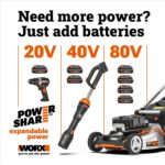Worx Cordless Lawn Mower, 40V 17" 2-in-1 Grass Mower for 1/4 Acre, WG745 | Brushless Power, Mulching & Bagging, 2 x 4.0Ah Batteries & 4.0A Charger Included, PowerShare - Image 10