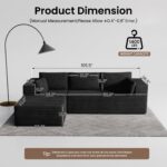 106" Cloud Sectional Boneless Couches for Living Room, Modular L Shaped Couch with Deep Seat Oversized Left Facing Chaise, Memory Foam Compressed Spineless 3 Seater Sofa for Bedroom Apartment, Black - Image 3