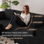 106" Cloud Sectional Boneless Couches for Living Room, Modular L Shaped Couch with Deep Seat Oversized Left Facing Chaise, Memory Foam Compressed Spineless 3 Seater Sofa for Bedroom Apartment, Black - Image 5