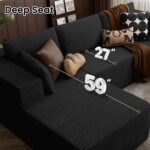 106" Cloud Sectional Boneless Couches for Living Room, Modular L Shaped Couch with Deep Seat Oversized Left Facing Chaise, Memory Foam Compressed Spineless 3 Seater Sofa for Bedroom Apartment, Black - Image 6