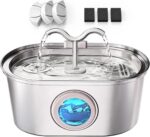 3.2L/108oz Stainless Steel Cat Water Fountain Pet Fountain | Automatic Pet Water Dispenser - Self-Designed Filtration System - Ultra-Quiet Pump - Easy Cleaning & Maintenance (3 Filters) - Image 2