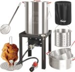 30QT & 10QT Outdoor Fryer | Turkey Fryer | Seafood Boil Pot | Cover & Skimmer Included | 50,000BTU Propane Burner | Aluminum Deep Fryer Pot with Basket | Crab, Seafood & Crawfish Boiler - Image 2