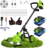 4000mAh Electric Weed Eater Battery Powered with Wheel, 4-in-1 Cordless Weed Wacker, Lightweight Grass Trimmer for Women Senior Lawn Trimmer, Brush Cutter Mower, Weed Cutter, Yard Garden Tool - Image 2