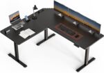 63 x 55 inch L-Shaped Standing Desk, Corner Computer Desk, Electric Standing Desk Adjustable Height, Sit to Stand Ergonomic Workstation for Home Office, Black - Image 2