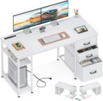 AODK 51 Inch White Computer Desk with Drawers & USB Power Outlets | Reversible Home Office Desk with Storage Shelves, Work from Home, Modern Work/Writing/Study Table for Bedroom, White - Image 2