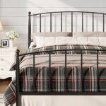 Allewie Metal Queen Size Platform Bed Frame, 37'' Tall Footboard, Black | Classic Tapered Leg, Arched Design, Victorian Style, Under Bed Storage, No Box Spring Needed, Easy Assembly - Image 2