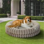 BALANCE Luxury Donut Dog Bed, 36 Inches Round Dog Beds Large Sized Dogs Washable, Orthopedic Calming Dogs Bed for Pets with Anti-Slip Bottom, Oatmeal - Image 2