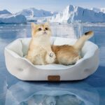 Bedsure Cooling Small Dog Bed, Round Washable, 20Inch Arctic Cooling Blue | Q-Max>0.4 Cat Beds for Indoor Cats, Comfort Cooling Summer Pet Bed,Anti-Slip Bottom,for Puppies and Kittens - Image 2