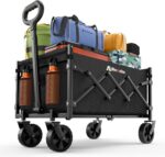Blomoba Folding Wagon Cart with Wheels, 220lbs Utility Wagon Cart, Black | Collapsible Wagon with 360° All-Terrain Wheels & Adjustable Handle, Foldable Cart for Groceries Camping Sports Gardening - Image 2