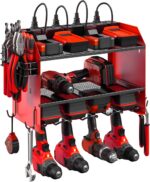 CCCEI Wall Mount Modular Tool Charging Organizer, Red, 1 Pack, 3 Tier. | Drill Battery Storage Rack with Hooks, Garage Workshop, Gifts for Men, Dad, Husband Anniversary, Birthday, Christmas - Image 2