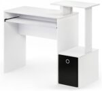 Furinno Econ Multipurpose Home Office Computer Writing Desk, White/Black | Side Shelves and Storage Bin, Computer Desk, Office Desk, for Home Office, Study Room, Dorm - Image 2