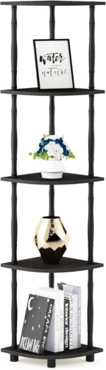 Furinno Turn-N-Tube 5 Tier Corner Display Rack Multipurpose Shelving Unit with Classic Tubes, Espresso/Black (18035EX/BK) - Image 2
