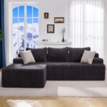 Hobestluk Boneless Couch Modular Sectional Sofa L-Shape Lounge Cloud Couch | Memory Foam,Washable Cover,No Assembly,Non-slip Base,Small Sectional Couch for Living Room | 96" Left Facing Chaise Dark Grey - Image 2