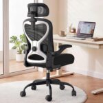 Home Office Desk Chairs, Ergonomic Office Chair with Lumbar Support & 3D Headrest, Computer Desk Chair with Flip-up Armrests, Perfect for Office or Study, Black/Silver - Image 2