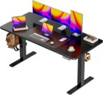 Huuger 55 x 28 Large Electric Standing Desk, Height Adjustable Computer Desk, 27.6" Deep Desktop, Stand up Gaming Office Table with 2 Hooks, 3 Preset Heights, for Home Office, Black, ACD134B - Image 2
