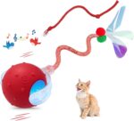 Interactive Cat Ball Toy, Chirping Motion Activated Electric Rechargeable Cat Toy with 2 Replaceable Tails, Self Play Hunting Rolling Indoor Cat Toys for Bored Adult Cats & Kittens - Boredom Busters - Image 2