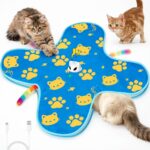 Interactive Cat Toys for Indoor Cats, Rechargeable Hide & Seek Toy | Touch Activated, 3 Speed Modes, 10-Min Auto off, Bird Chirps(can turn off), Hidden Feather Wand for Bored Adult Cats, Blue - Image 2