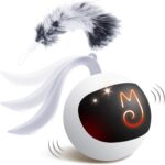 Migipaws Interactive Cat Ball Toy Set, Fun Tracker, Automatic Rolling Chase Ball with Fluffy Tail, A Small Mice, Rechargeable (White) - Image 2