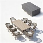 PURPLE LEAF Patio Dining Set for 8 with Cushions Champagne with Cover | Aluminum Frame Rust-Proof Solid Welds, No Wobble Stable Dining, Matching Cover Protect Year-Round - Image 2