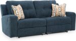 Signature Design by Ashley Danum Reclining Sofa, Blue Ink Chenille Couch | Space-saving zero-wall design with fiber-wrapped foam, Wide 2-over-2 seating fitting 32 in doorways, Modern track arms - Image 2