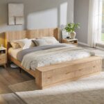 T4TREAM Fluted King Size Bed Frame with Headboard and Storage Bench | Wingback Design, Footboard Drawers and Compartments, Wood & Steel Platform Bed, Noise-free, No Box Spring Needed - Image 2