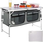 VEVOR Camping Kitchen Station, 3 Adjustable Height Folding Outdoor Camp Cooking Table with Storage Organizer, Quick Set-up for Patio BBQ Picnic Glamping Traveling - Image 2