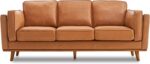 Valencia Artisan Full Leather Sofa 88” - Pure Full Italian Nappa Leather Couch, Solid Wood Accent, Ultimate Comfort, Cognac Tan - Image 2